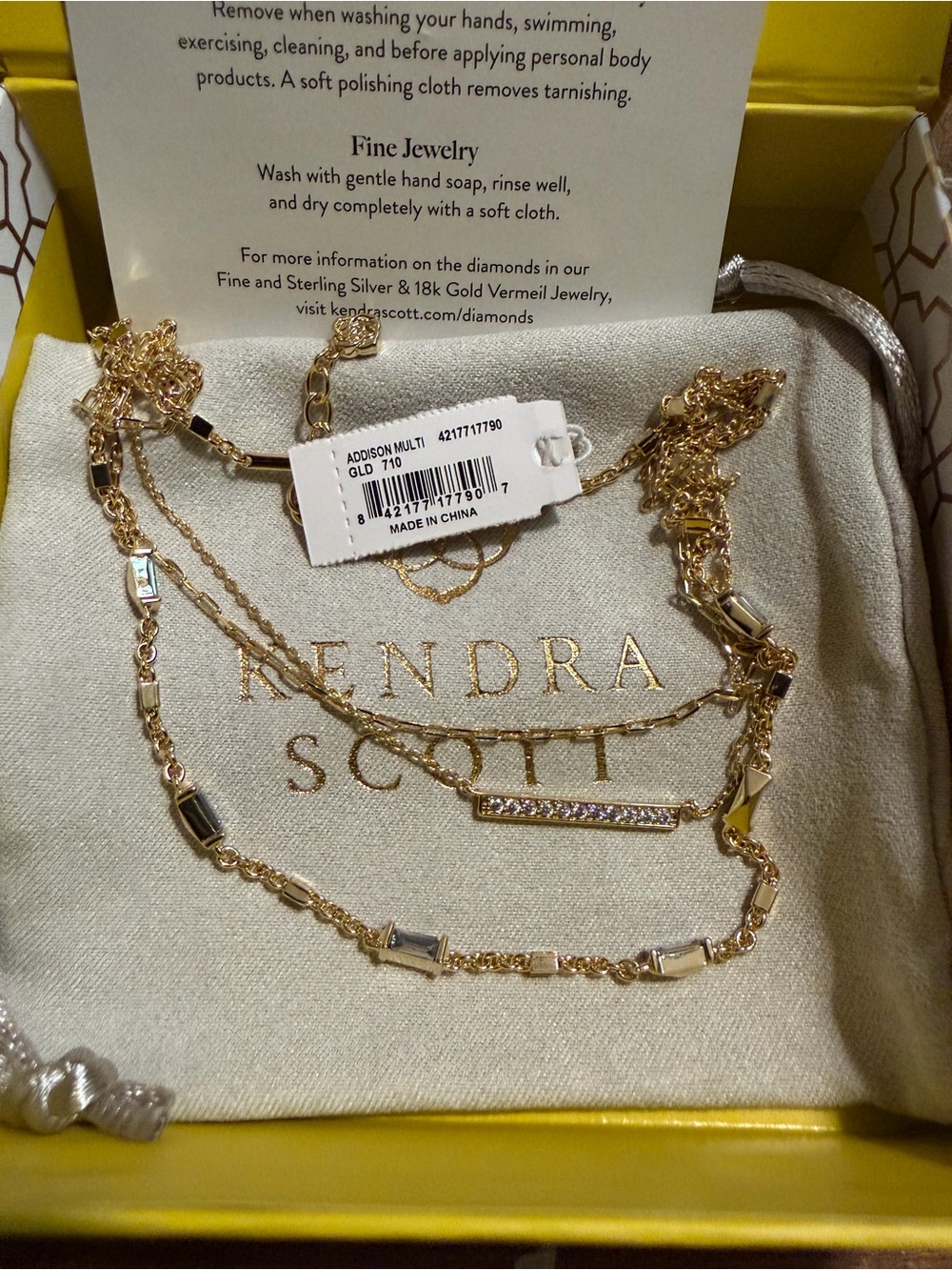 Kendra Scott Gold Layered Necklace with Crystal Bar